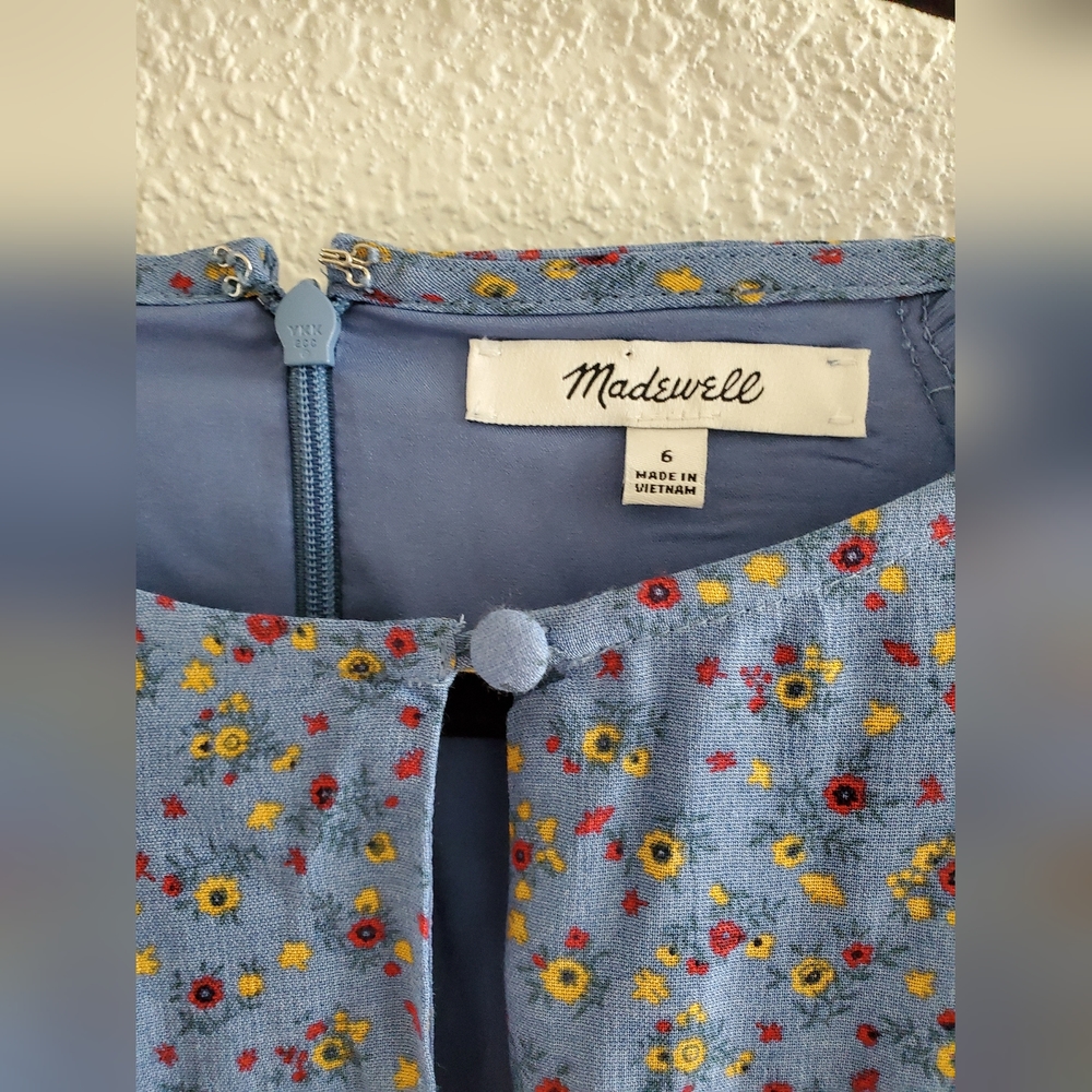 Madewell Button Dress PANSY FLORAL blue viscose Caliso Floral Size 6 $128 - Picture 8 of 16
